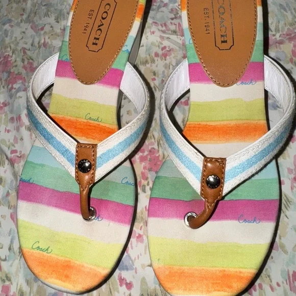 Coach Colorful Striped Sandals - Picture 2 of 7